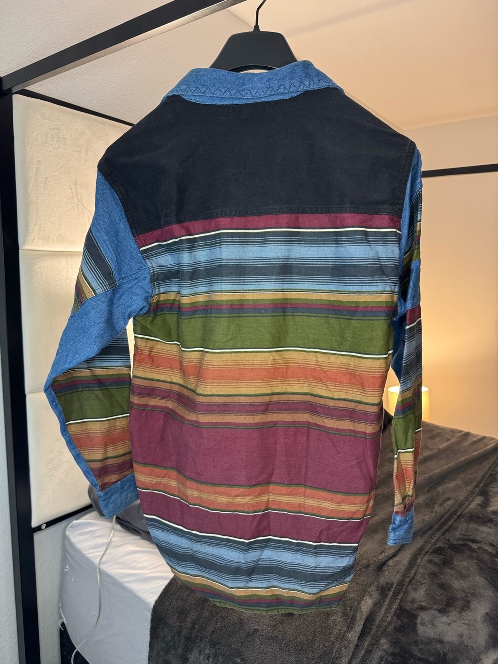 Vintage Kikomo Multicolor Striped Cotton Button Up Shirt S Oversized - Picture 3 of 6